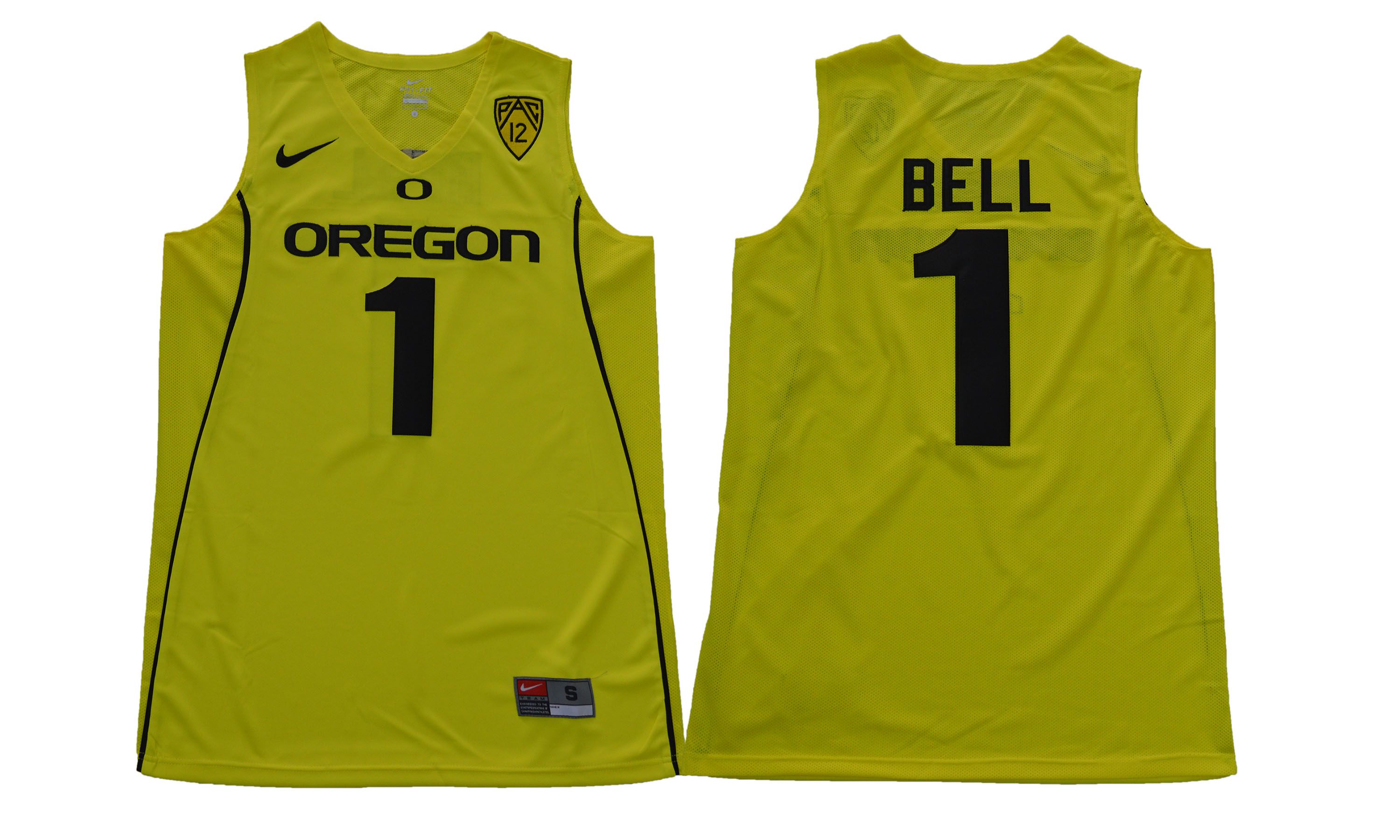 Men Oregon Ducks 1 Bell Yellow NCAA Jerseys